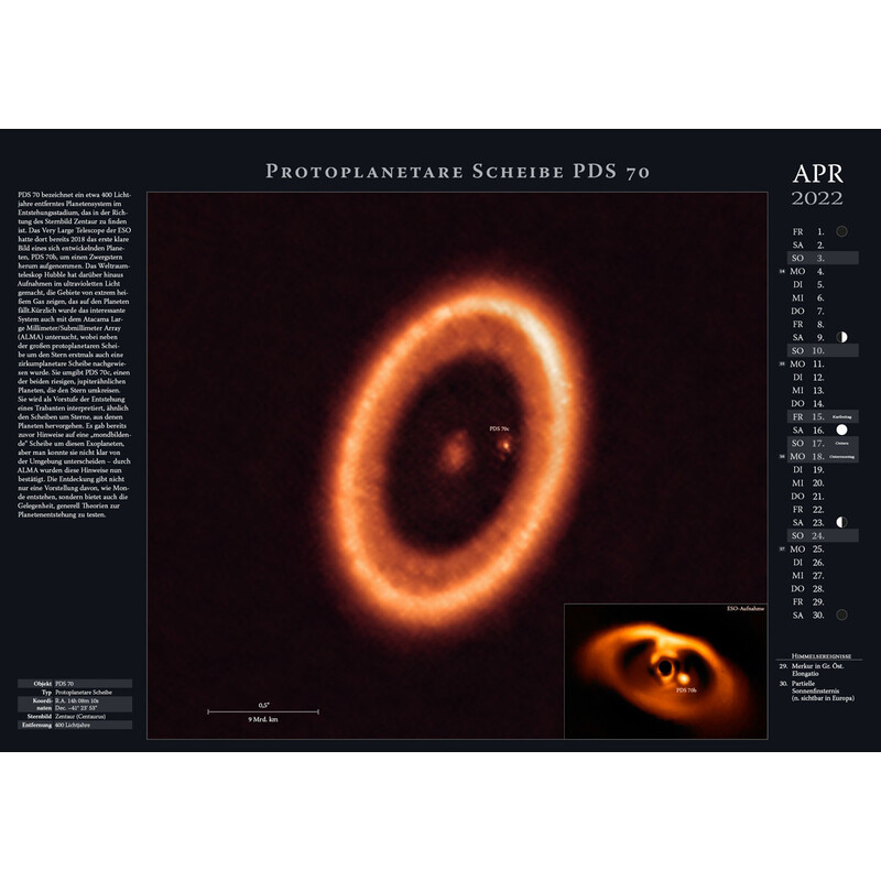 Calendrier Astronomie-Verlag Weltraum-Kalender 2022