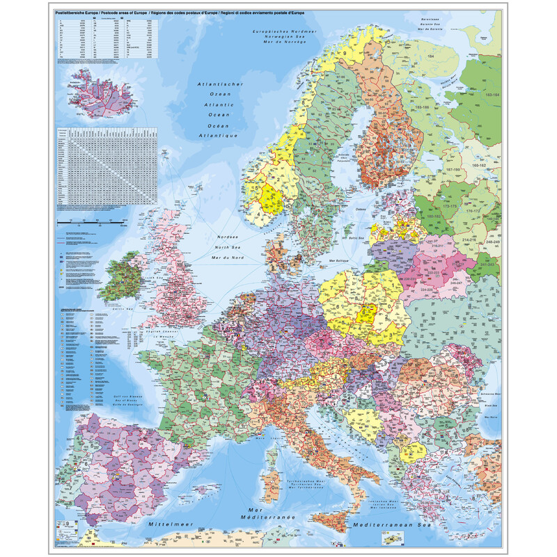 Carte des continents Stiefel Europa PLZ (97 x 119 cm)