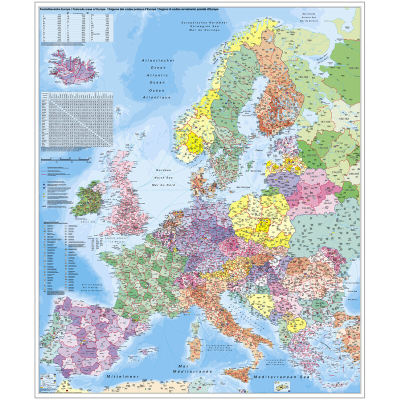 Carte des continents Stiefel Europe Code postal (97 x 119 cm)