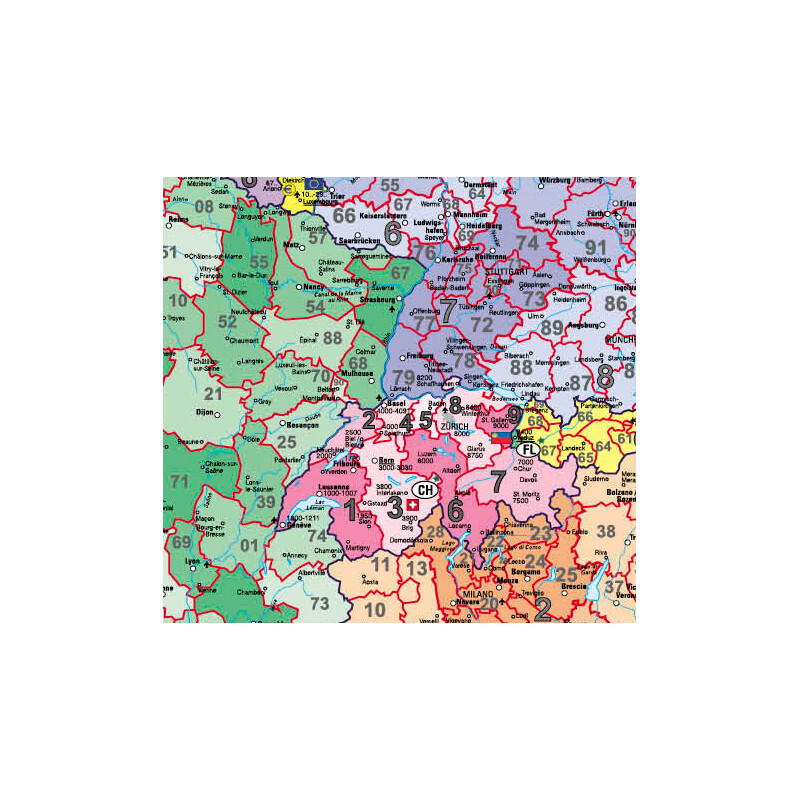 Carte des continents Stiefel Europa PLZ (97 x 119 cm)
