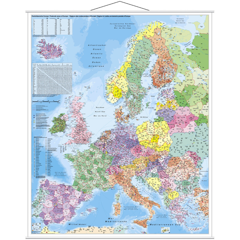 Carte des continents Stiefel Europe Code postal (97 x 119 cm)