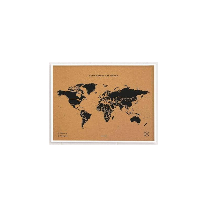 Mappemonde Miss Wood Woody Map Natural Cork L black