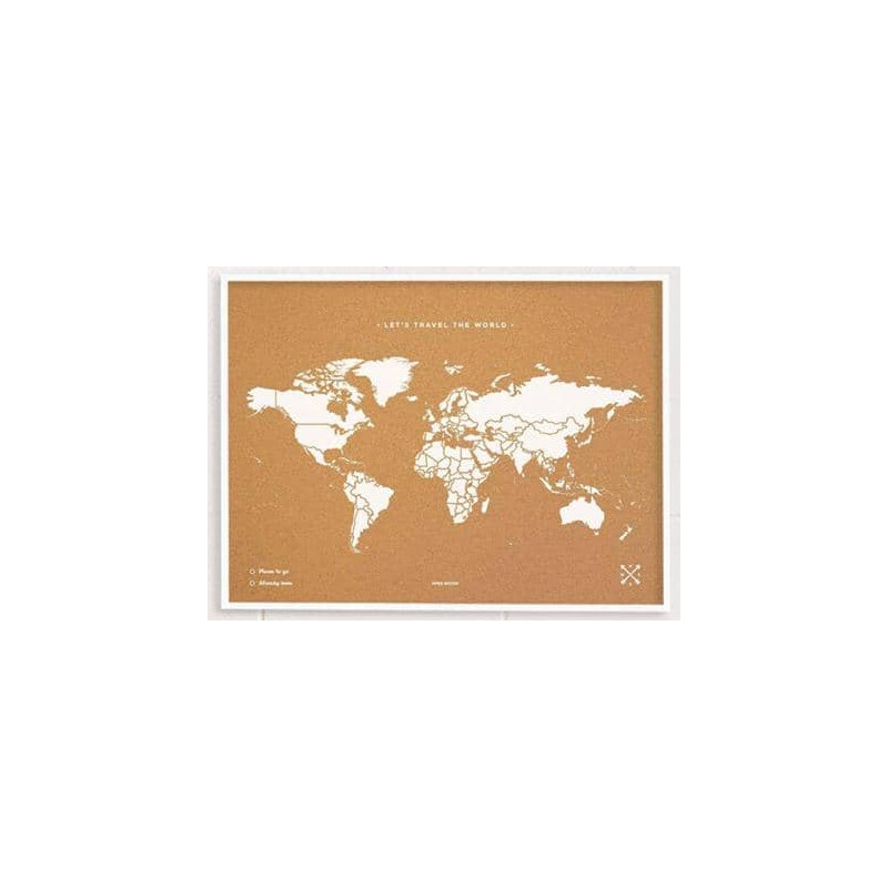 Mappemonde Miss Wood Woody Map Natural Cork L white