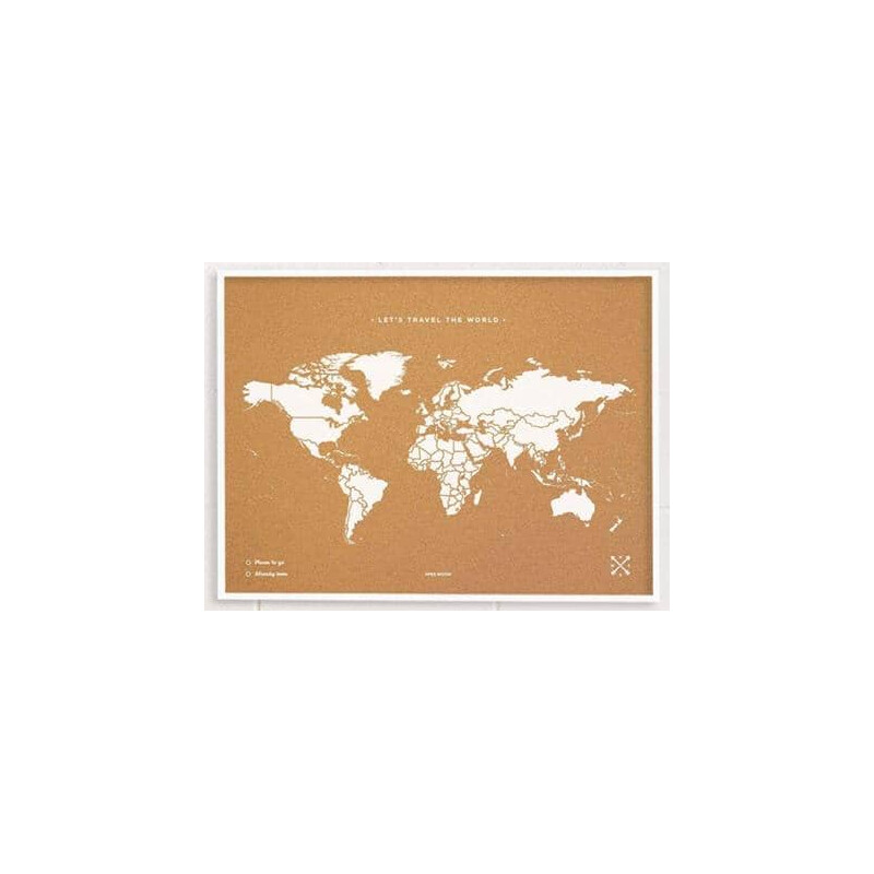 Miss Wood Weltkarte Woody Map Natural Cork L white