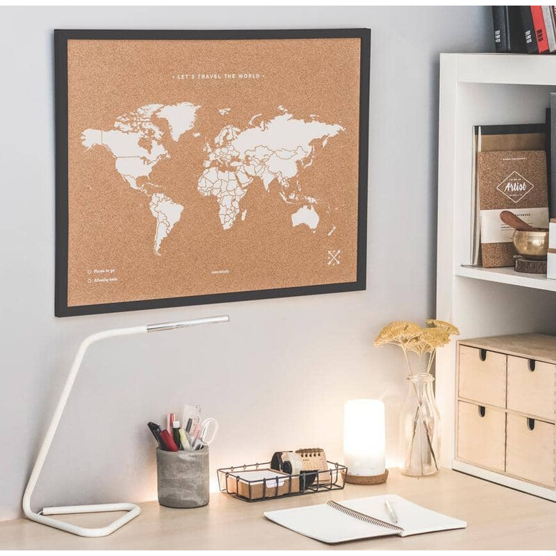 Mappemonde Miss Wood Woody Map Natural Cork XL white