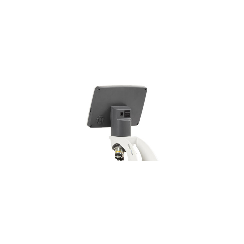 Microscope Euromex MicroBlue, MB.1001-LCD, écran LCD 5,6 pouces, Objectifs Achr. 4/10/S40x, DIN 35mm perf., 40x - 400x, LED, 1W, Platine porte-objet simple