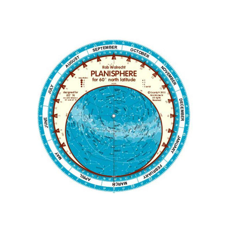 Carte du ciel Rob Walrecht Planisphere 60°N 25cm