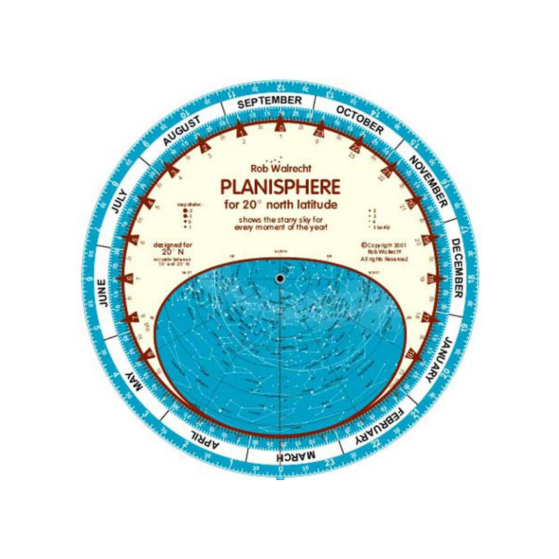 Carte du ciel Rob Walrecht Planisphere 20°N 25cm