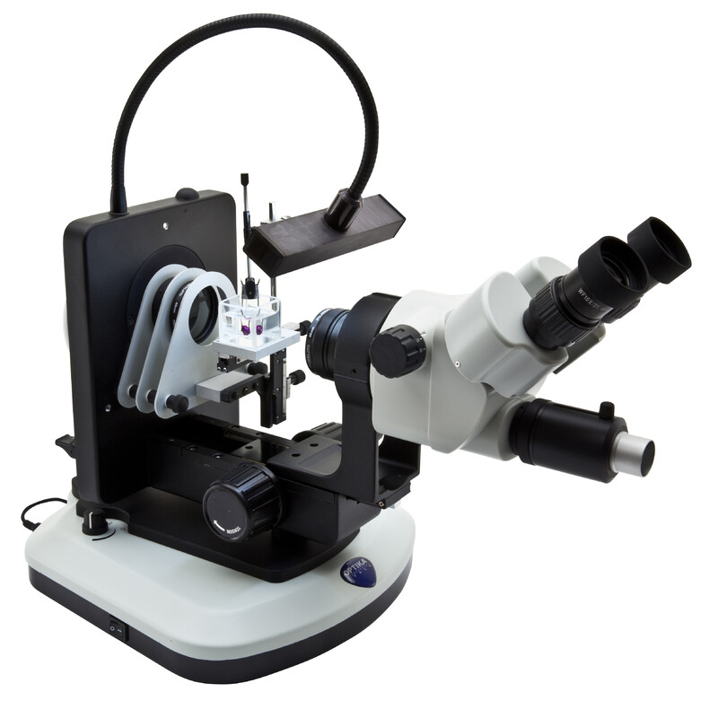 Microscope stéréo zoom Optika OPTIGEM-20 trino, BF, DF, Greenough, w.d. 100mm, 10x/21mm, 0,7x-4.5x