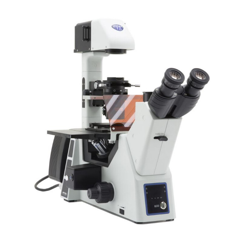 Microscope inversé Optika IM-5FLD, FL, trino, invers, 10x24mm,  AL/DL, LED 5W, 8W w.o. objectives