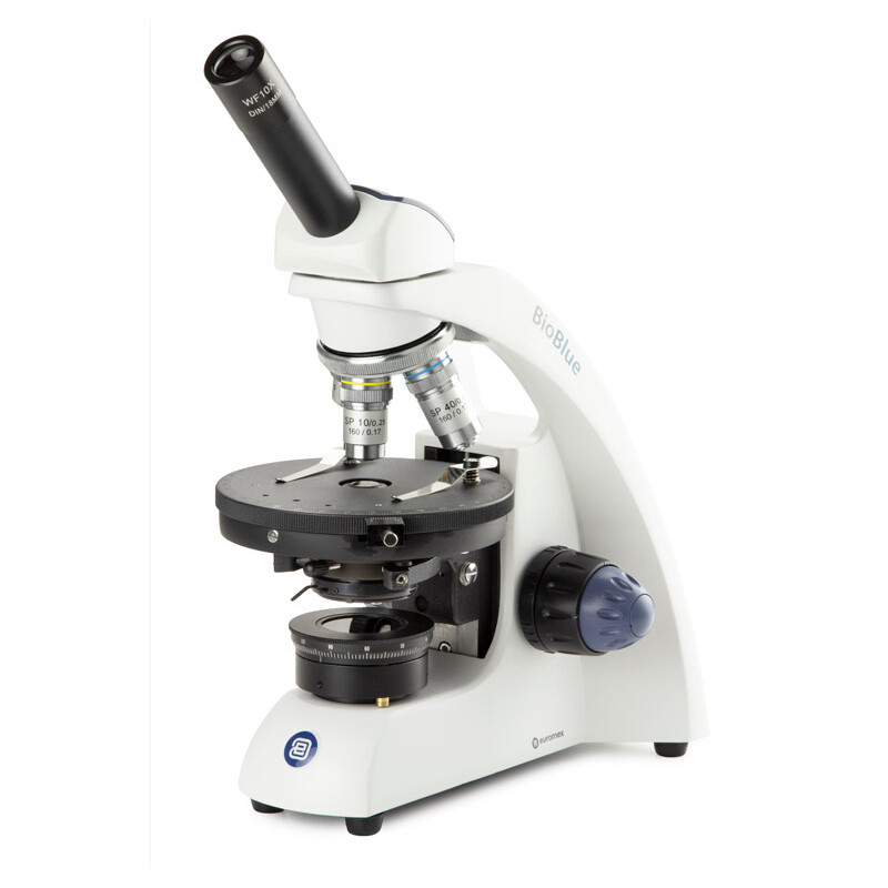Euromex Mikroskop BioBlue, BB.4240-P-DLED, mono, pol, DIN, semiplan, 40x-600x, 10x/18, LED, 1W , akku