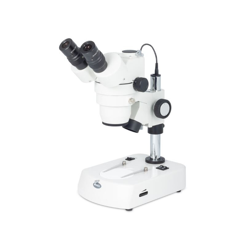 Microscope stéréo zoom Motic SMZ143-N2LED, trino, 10x/20, Al/Dl, LED 3W