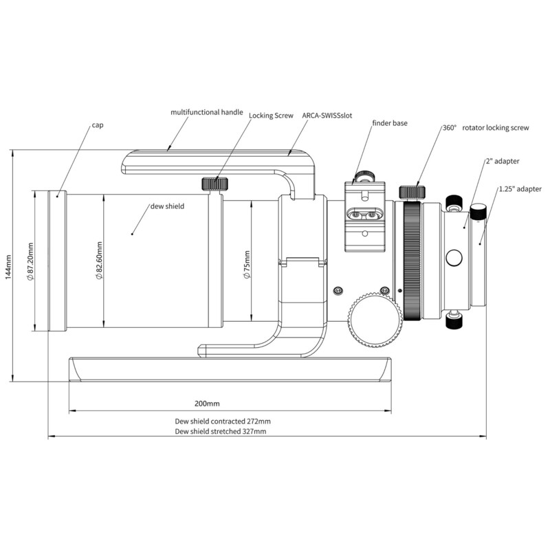 Omegon Lunette apochromatique Pro APO AP 61/360 Triplet ED OTA