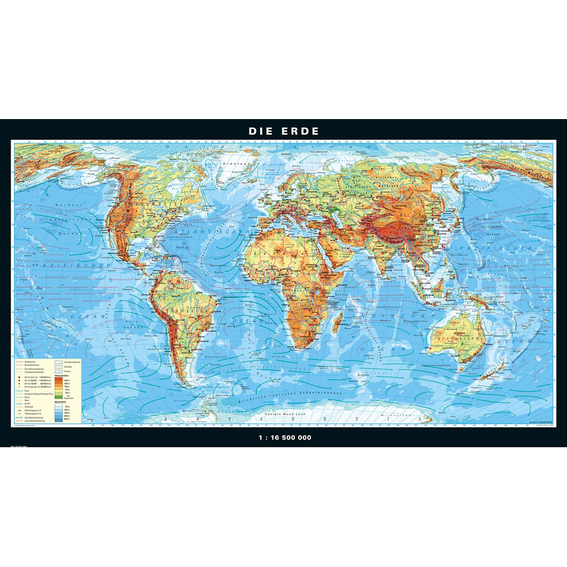 Mappemonde PONS La Terre physique (224 x 128 cm)