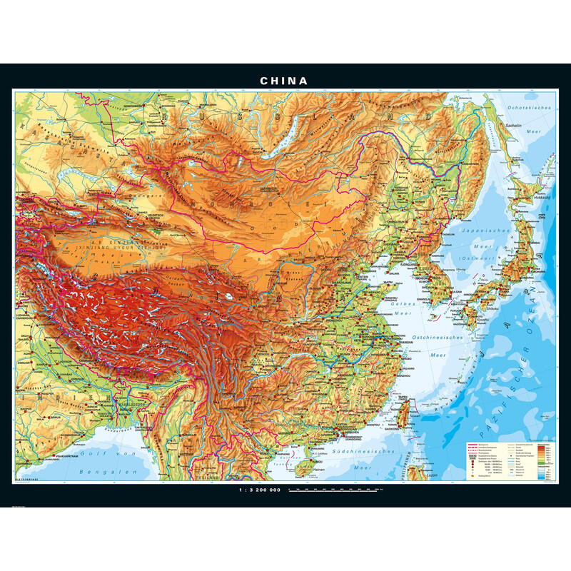 Carte géographique PONS China physisch (203 x 156 cm)