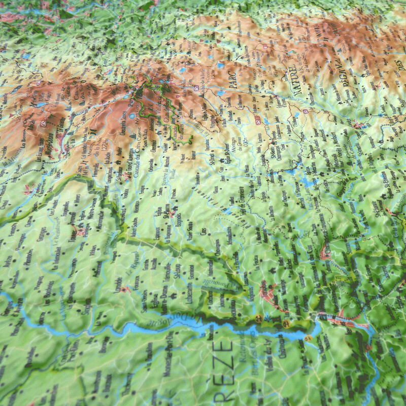 3Dmap Regional-Karte Le Parc Naturel Régional des Volcans d'Auvergne