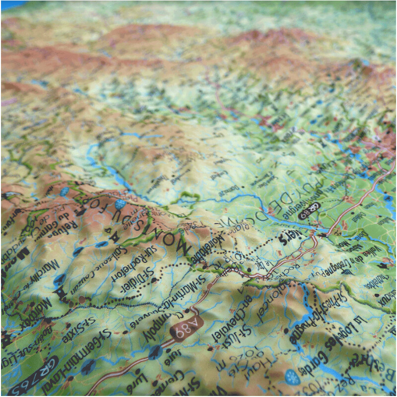 Carte régionale 3Dmap Le Massif Central