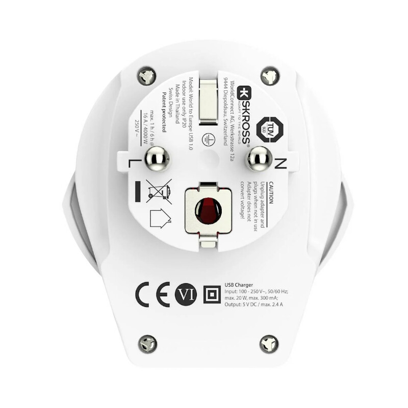 Alimentation électrique Skross Adaptateur de voyage World to Europe USB 1.0