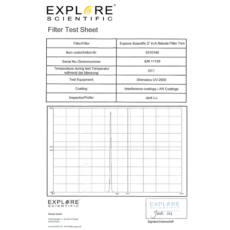 Explore Scientific Filter H-alpha 7nm 2"