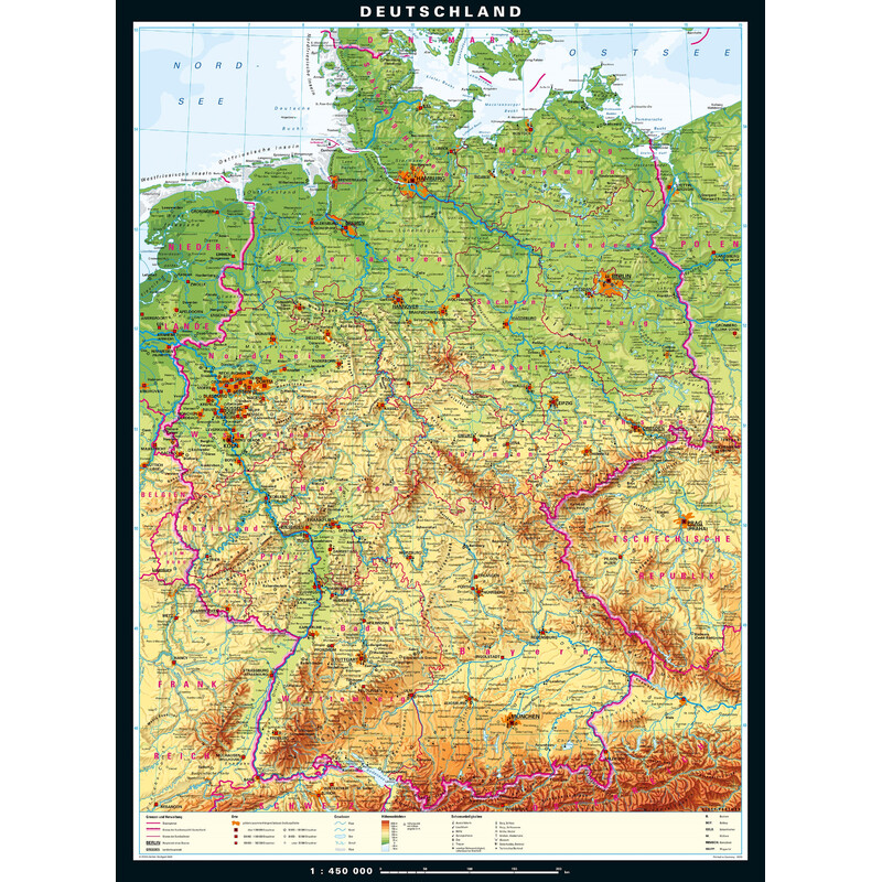 Carte géographique PONS Allemagne physique (162 x 219 cm)