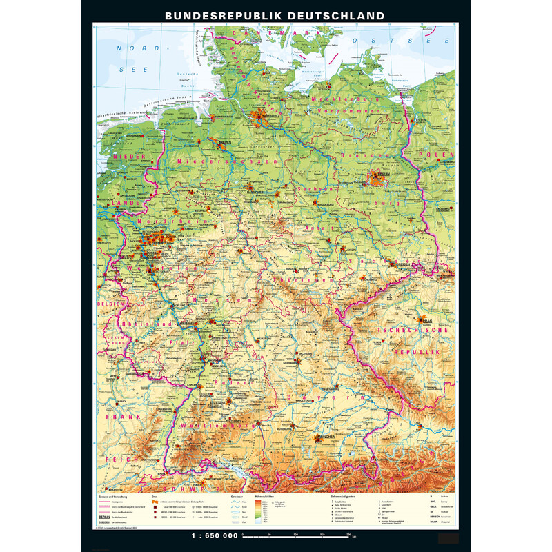 Carte géographique PONS Allemagne physique et politique (113 x 157 cm)