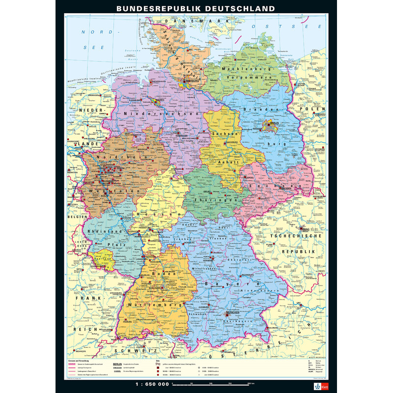 Carte géographique PONS Allemagne physique et politique (113 x 157 cm)