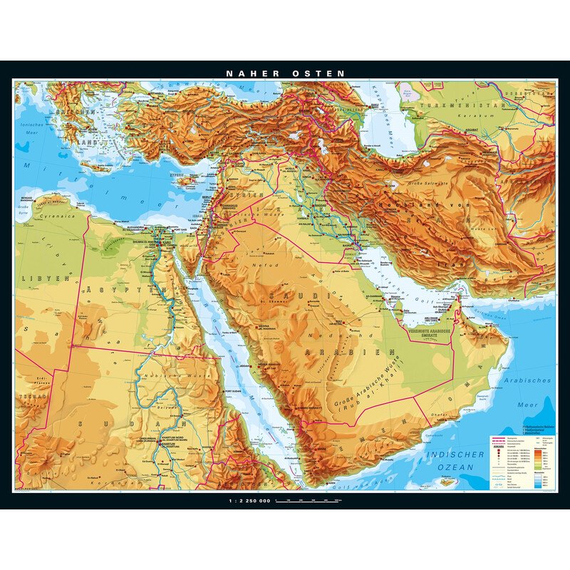 Carte régionale PONS Naher Osten physisch (203 x 158 cm)