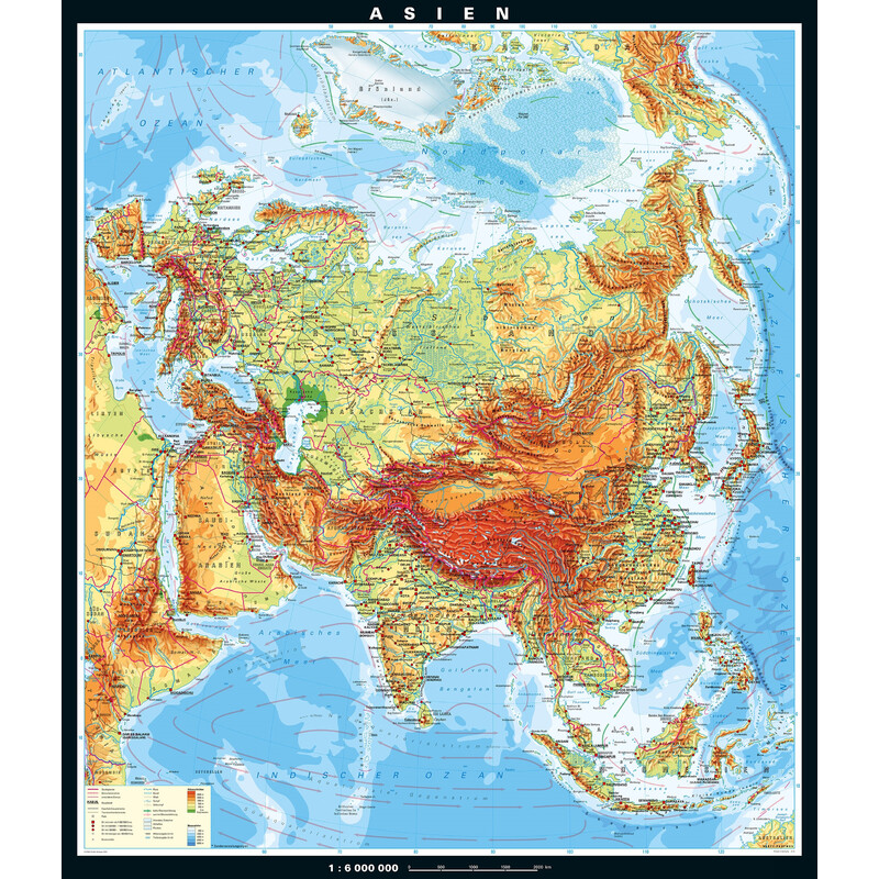 Carte des continents PONS Asie physique (196 x 228 cm)