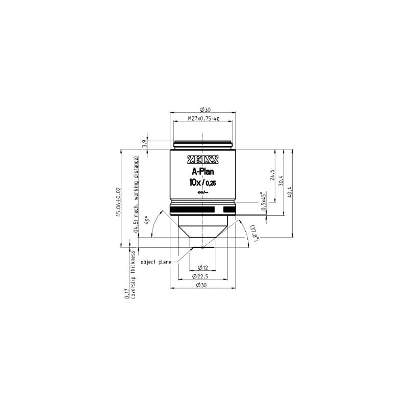 Objectif ZEISS Plan A 10x/0,25 M27
