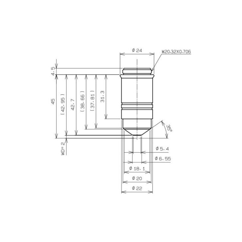 Evident Olympus Objectif LUMPLFLN60XW/1.0, w.d.2 mm