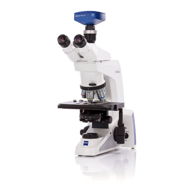 Microscope ZEISS , Axiolab 5, trino, infinity, plan, 10x, 63x, 10x/22, Dl, LED, 10W, avec adaptateur d'appareil photo, Axiocam