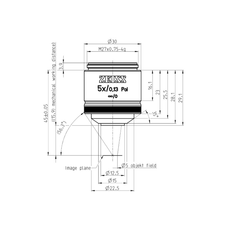 Objectif ZEISS EC Epiplan-Neofluar, POL,  5x/0,13; wd=15,8mm