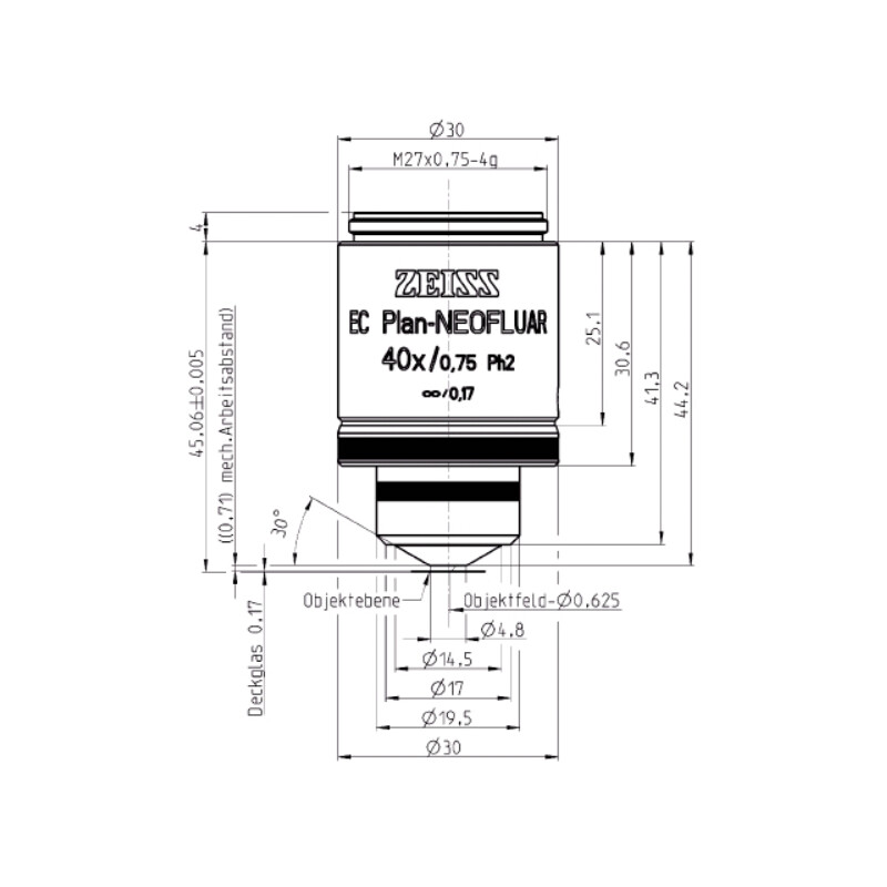 ZEISS Objectifs EC Plan-Neofluar, Ph2, 40x/0,75, wd=0,71