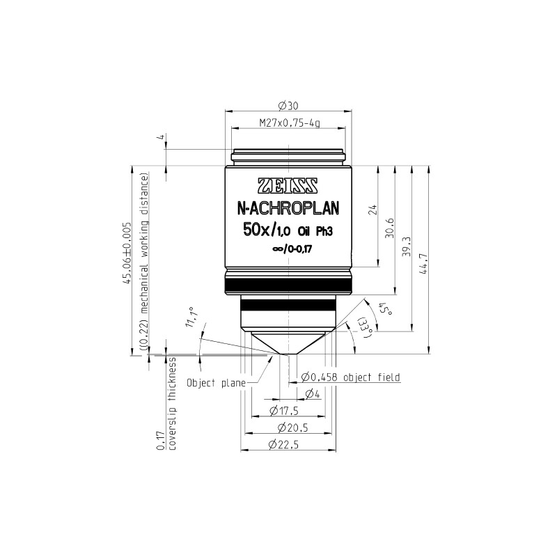 ZEISS Objektiv N-Achroplan 50x/1,0 Oil Ph3 wd=0,22mm