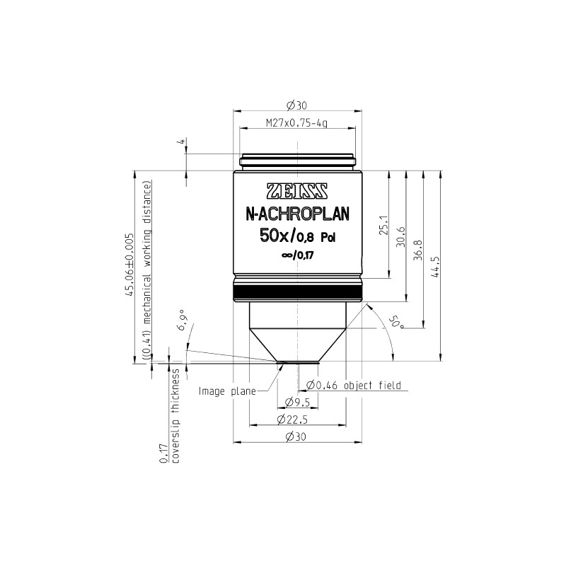 ZEISS Objektiv N-Achroplan 50x/0,8 Pol wd=0,41mm