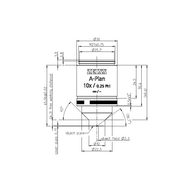 ZEISS Objektiv A-Plan 10x/0,25 Ph1 wd=4,3mm