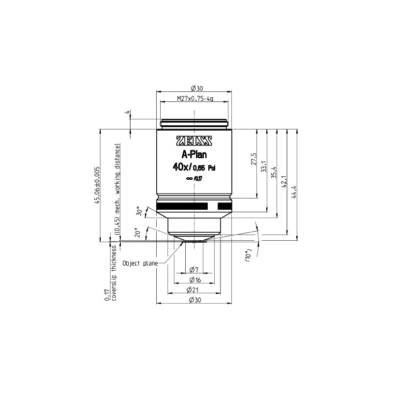 ZEISS Objektiv A-Plan 40x/0,65 Pol wd=0,45mm