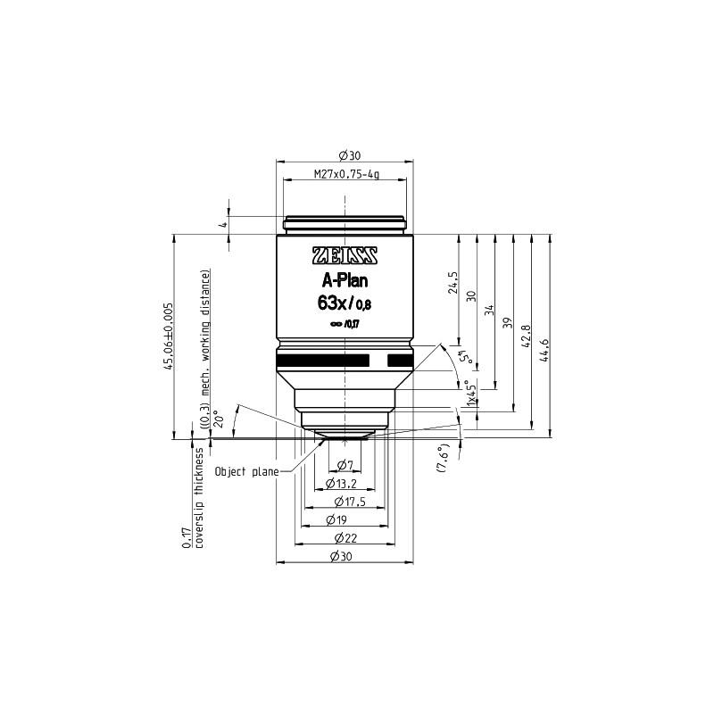 ZEISS Objektiv A-Plan 63x/0,8 wd=0,30mm