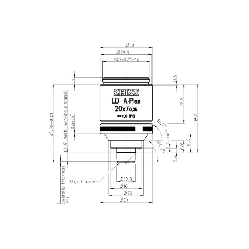 ZEISS Objectif LD A-Plan 20x/0,35 wd=4,9mm