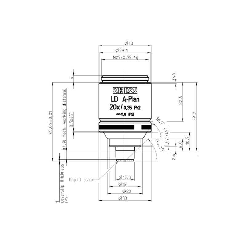 ZEISS Objectif LD A-Plan 20x/0,35 Ph2 wd=4,9mm