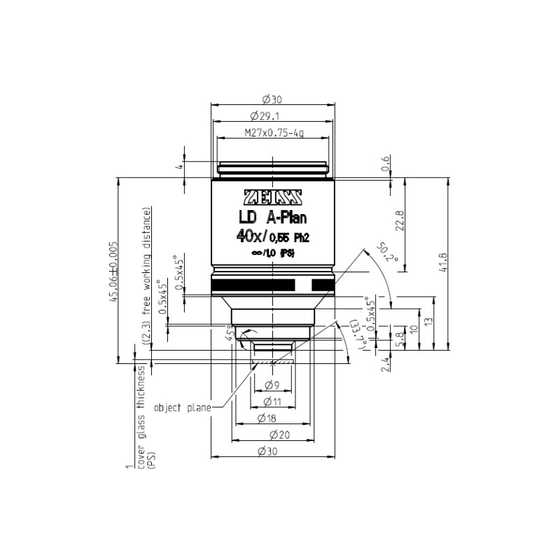 ZEISS Objectif LD A-Plan 40x/0,55 Ph2 wd=2,3mm