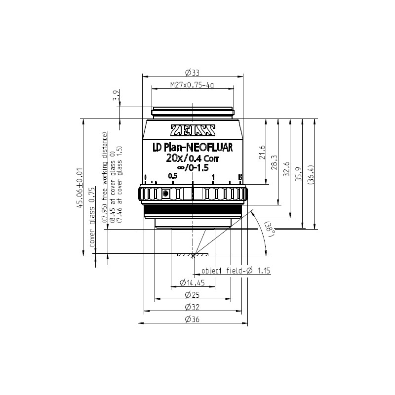 ZEISS Objektiv LD Plan-Neofluar 20x/0,4 Korr wd=8,4mm