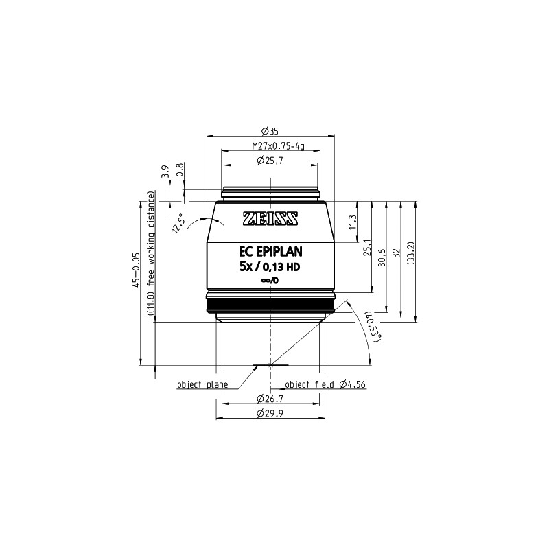 ZEISS Objectif EC Epiplan 5x/0,13 HD wd=11,8mm