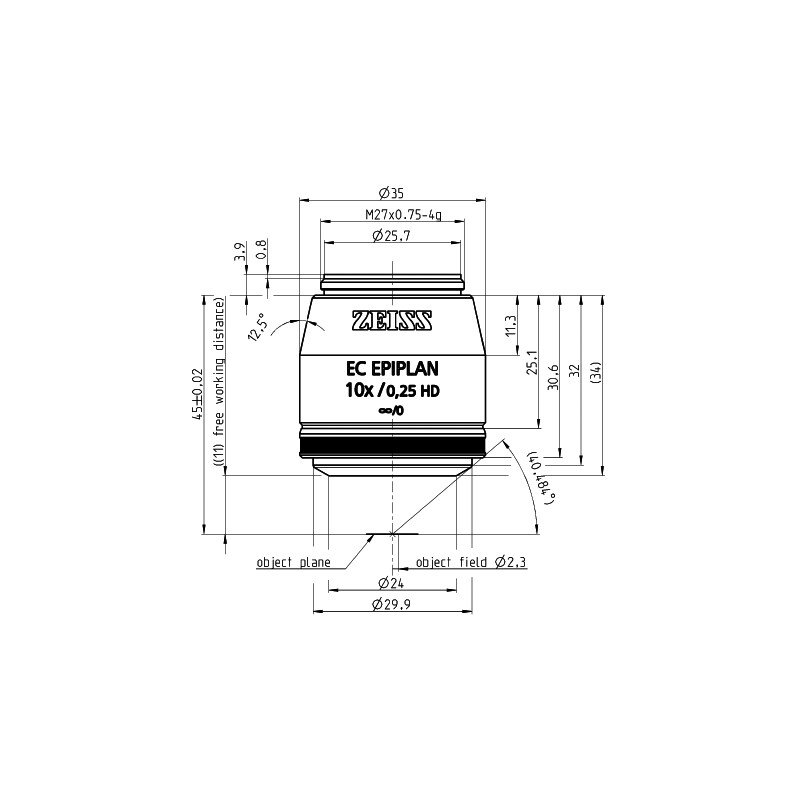 ZEISS Objectif EC Epiplan 10x/0,25 HD wd=11,0mm