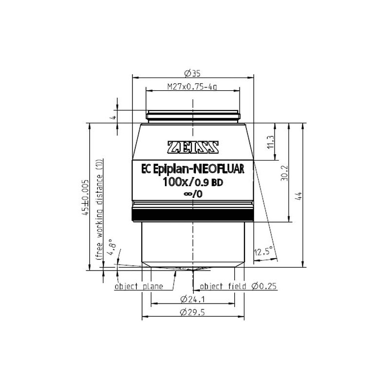 Objectif ZEISS Objektiv EC Epiplan-Neofluar 100x/0,9 HD wd=1,0mm