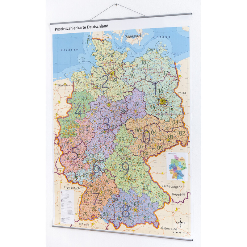 Carte géographique GeoMetro Deutschland politisch mit Postleitzahlen PLZ XL (100 x 140 cm)
