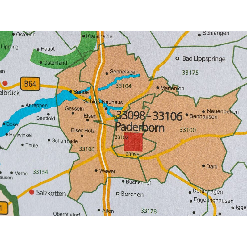 GeoMetro Regional-Karte Nordrhein-Westfalen Postleitzahlen PLZ NRW (118 x 100 cm)