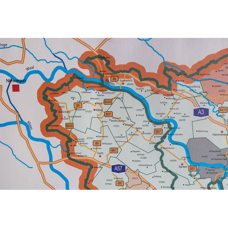 GeoMetro Regional-Karte Nordrhein-Westfalen Postleitzahlen PLZ NRW (118 x 100 cm)