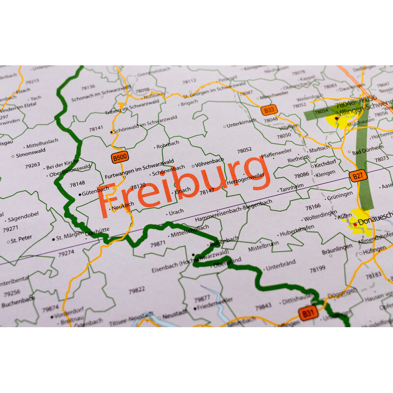 Carte régionale GeoMetro Baden-Württemberg Postleitzahlen PLZ (100 x 123 cm)