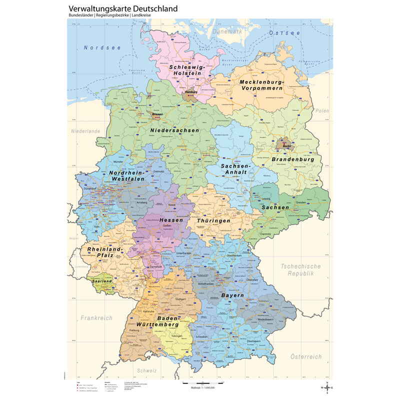 GeoMetro Landkarte Deutschland politsch (70 x 100 cm)